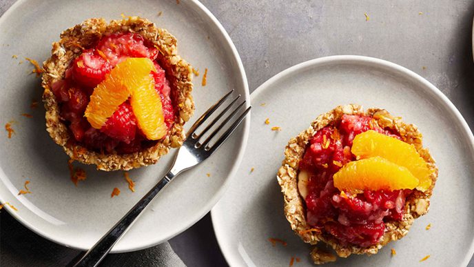 Mixed Fruit Tartlets with Raw Date and Nut Crust
