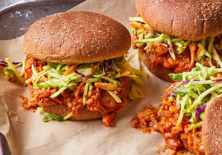 Jackfruit Barbecue Sandwiches with Broccoli Slaw